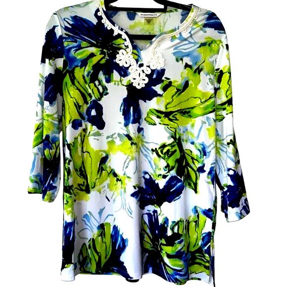 Allison Daley green & blue blouse NWT medium - Picture 1 of 5